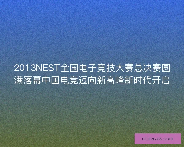 2013NEST全国电子竞技大赛总决赛圆满落幕中国电竞迈向新高峰新时代开启