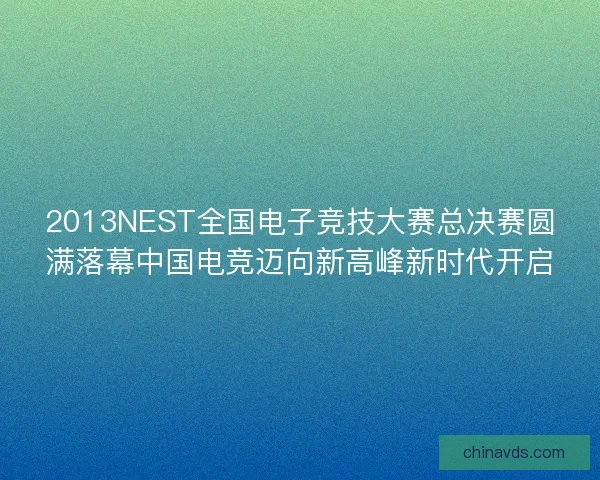 2013NEST全国电子竞技大赛总决赛圆满落幕中国电竞迈向新高峰新时代开启 2013NEST全国电子竞技大赛总决赛圆满落幕中国电竞迈向新高峰新时代开启